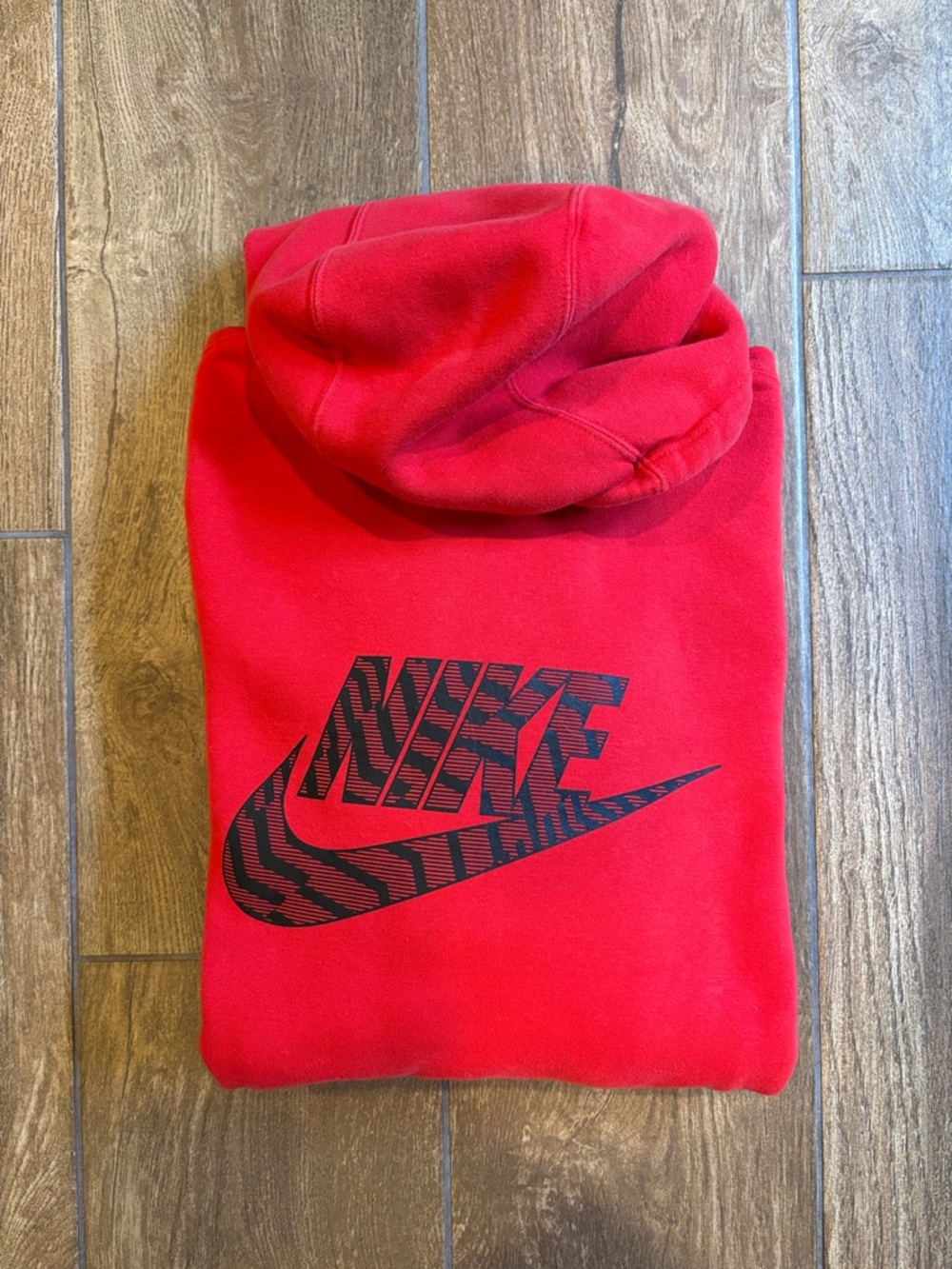 Nike Red Hoodie with Black Zebra Swoosh